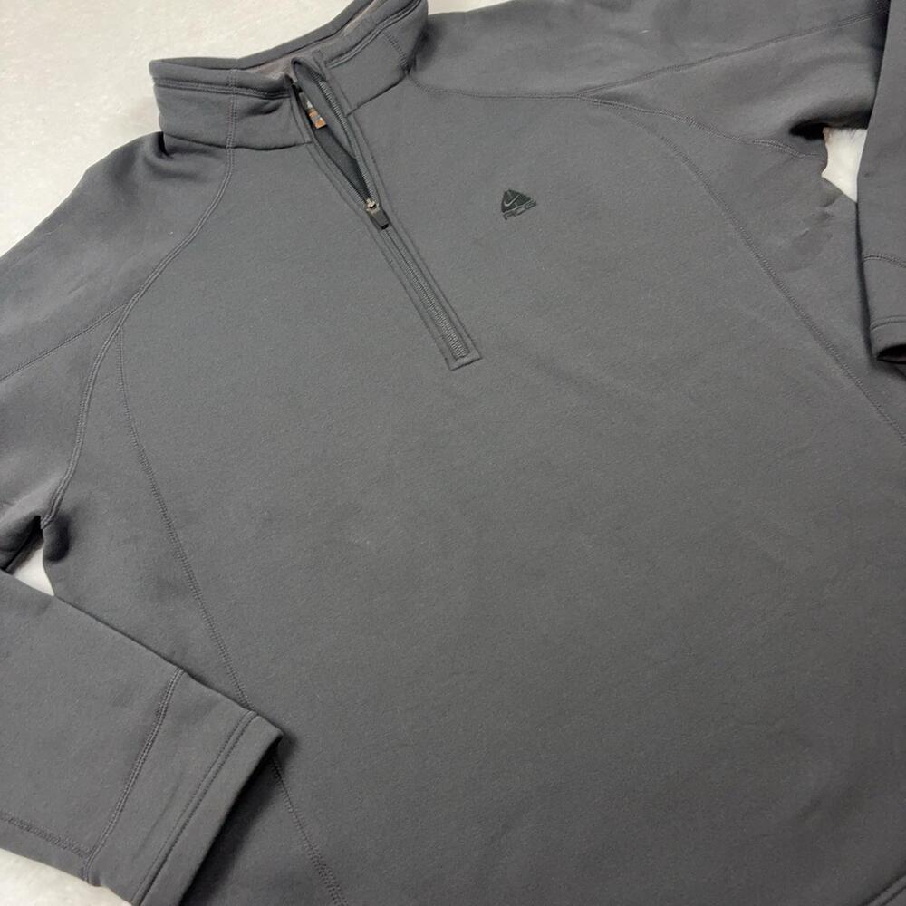 Nike ACG Pullover Men 2XL Gray 1/4 Zip Mock Neck Fleece Hiking Lined Stretch